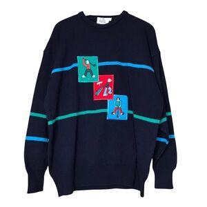 Clan Royal Scotland Golf Sweater Wool Embroidered Patch Navy ESTIMATED Men's XL